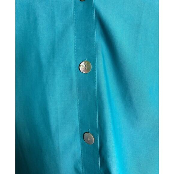 FOXCROFT FLAWED No Sleeve Buttons Teal Blue Non-Iron Shaped Fit Cotton Sze 14W - Picture 4 of 4
